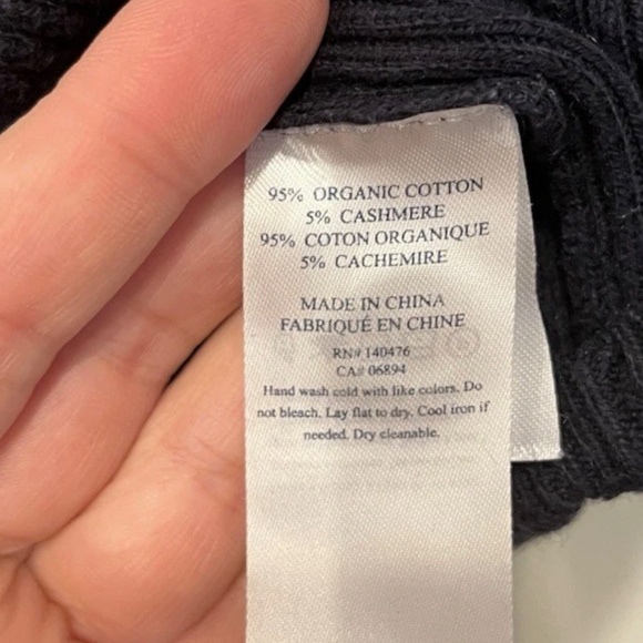 Faherty Mikki Organic Cotton-Cashmere Henley Sweater M Navy Coastal Colorblock - Picture 4 of 5